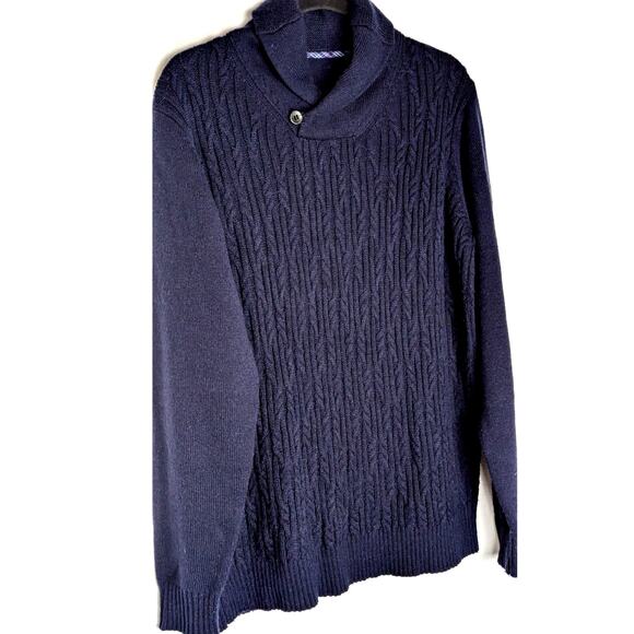 Ben Sherman mens textured sweater Navy chest46"C back29" sleeve26" lambswool EUC - Picture 1 of 5